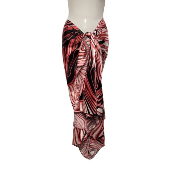 Red and Black Pareo Sarong Skirt Strapless Dress Beach Wedding - NEW - Picture 2 of 12